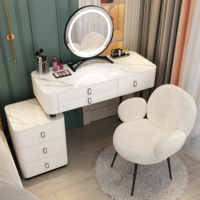Solid Wood Makeup Counter Adjustable Mirror Vanity Dressing Table with Drawer