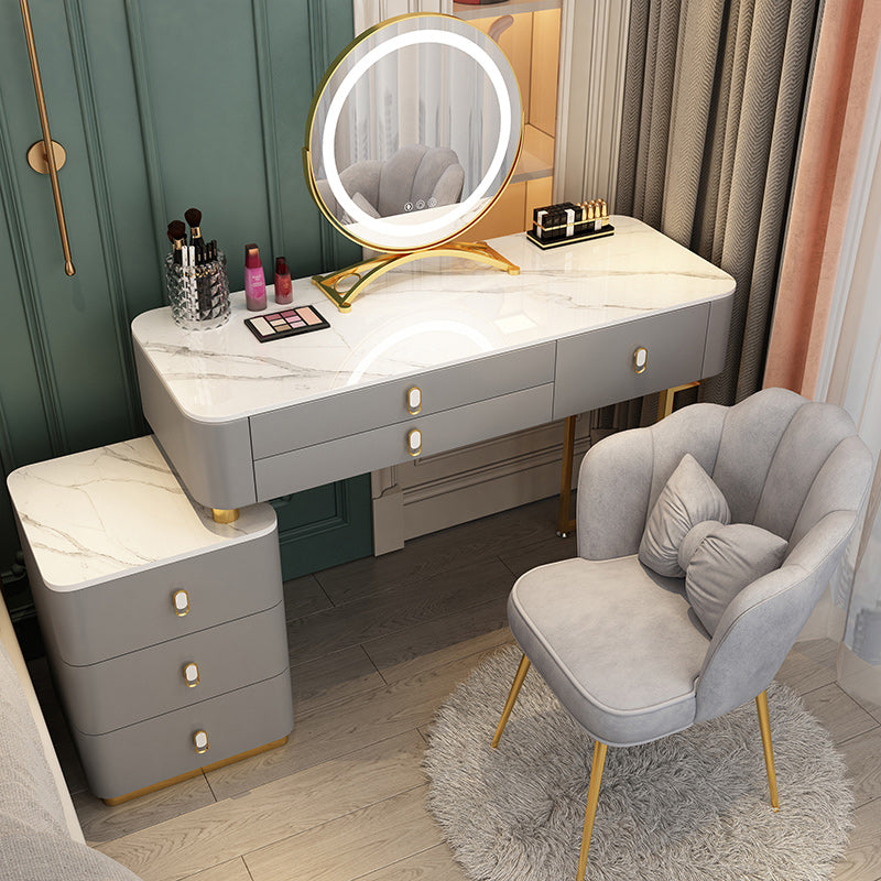 Solid Wood Makeup Counter Adjustable Mirror Vanity Dressing Table with Drawer