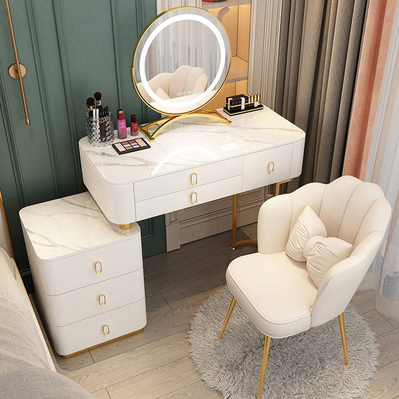 Solid Wood Makeup Counter Adjustable Mirror Vanity Dressing Table with Drawer