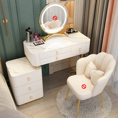 Solid Wood Makeup Counter Adjustable Mirror Vanity Dressing Table with Drawer