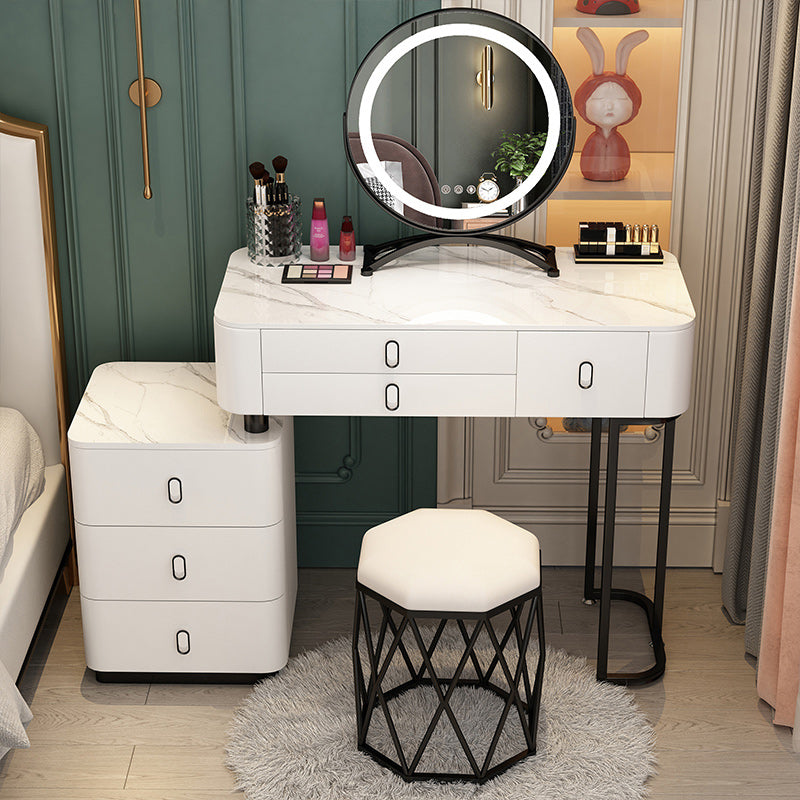 Solid Wood Makeup Counter Adjustable Mirror Vanity Dressing Table with Drawer