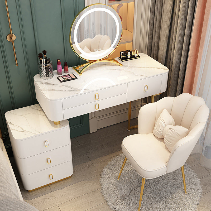 Solid Wood Makeup Counter Adjustable Mirror Vanity Dressing Table with Drawer