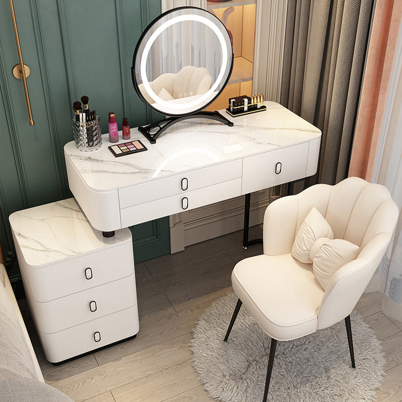 Solid Wood Makeup Counter Adjustable Mirror Vanity Dressing Table with Drawer