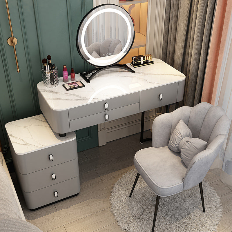 Solid Wood Makeup Counter Adjustable Mirror Vanity Dressing Table with Drawer
