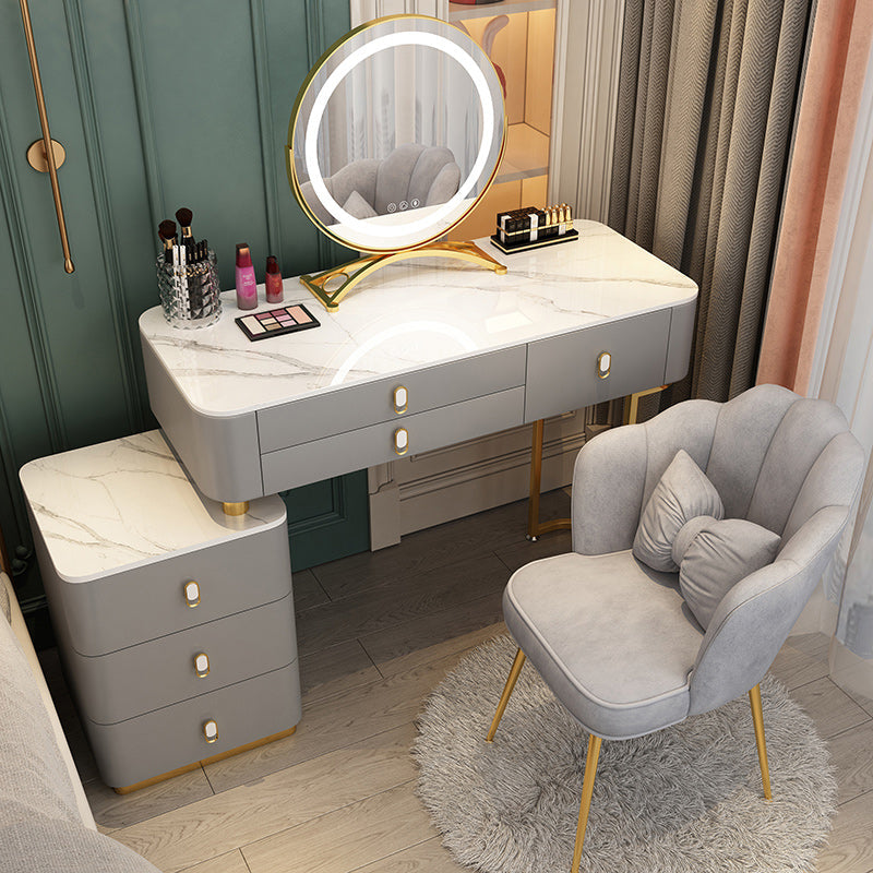 Solid Wood Makeup Counter Adjustable Mirror Vanity Dressing Table with Drawer