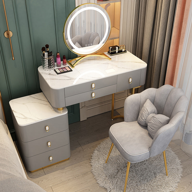 Solid Wood Makeup Counter Adjustable Mirror Vanity Dressing Table with Drawer