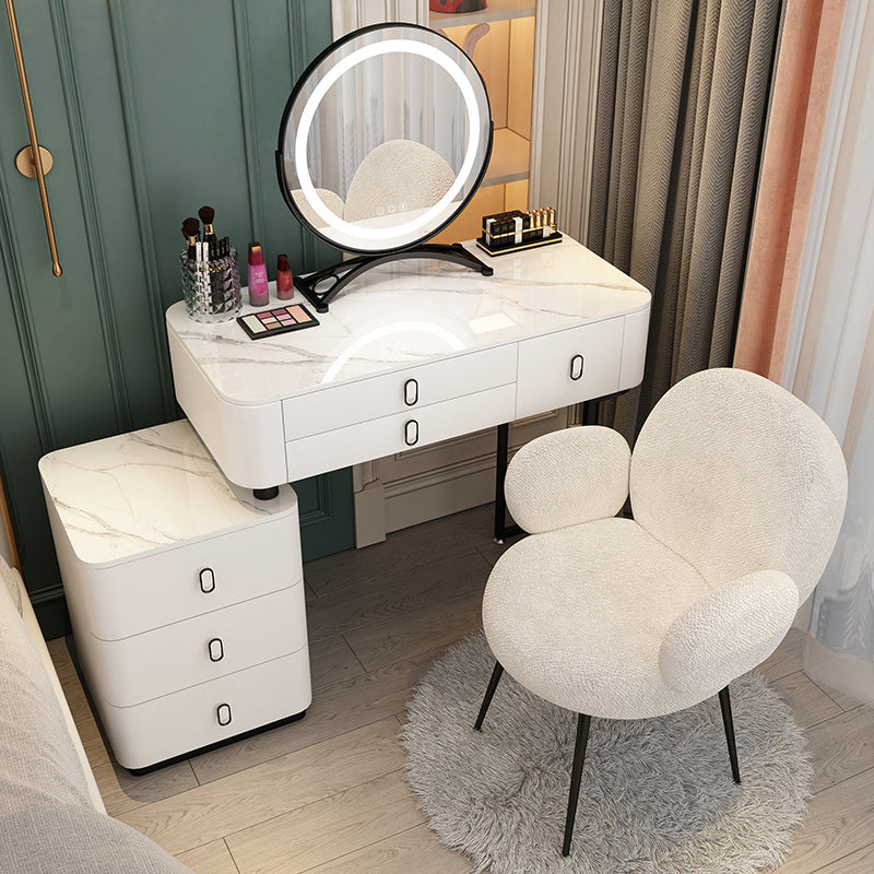 Solid Wood Makeup Counter Adjustable Mirror Vanity Dressing Table with Drawer