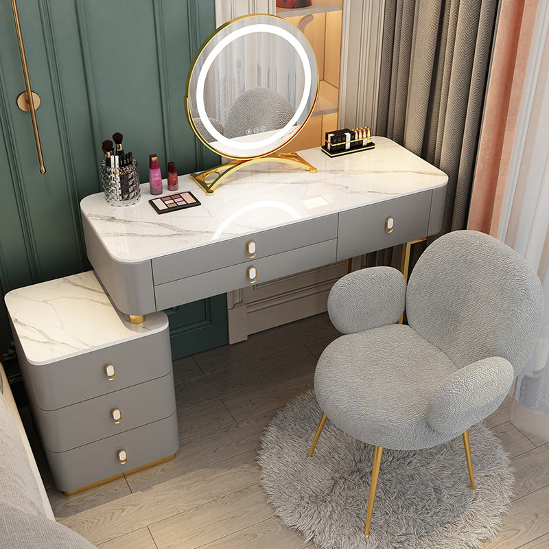 Solid Wood Makeup Counter Adjustable Mirror Vanity Dressing Table with Drawer