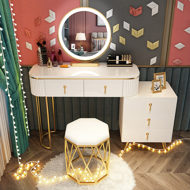 Contador de maquillaje de madera Mirador de tocador de espejo ajustable con cajón