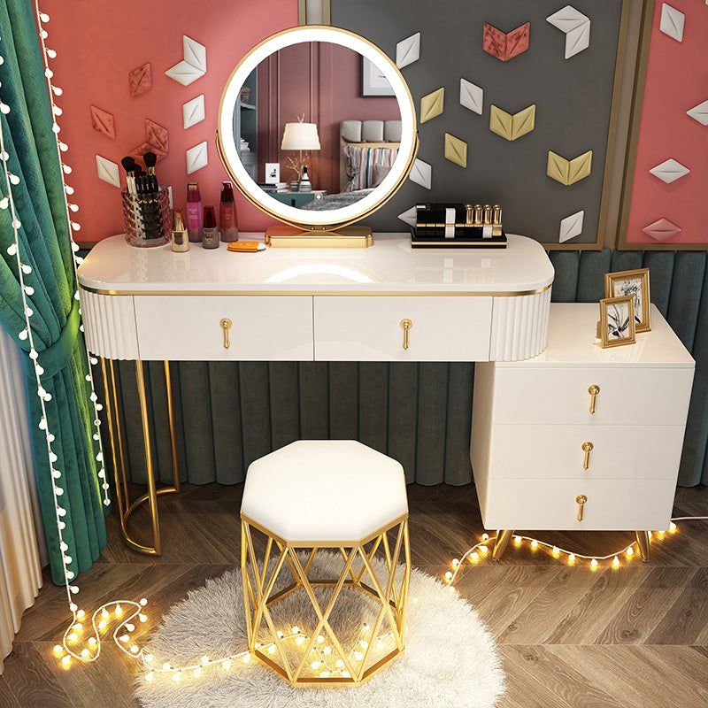 Contador de maquillaje de madera Mirador de tocador de espejo ajustable con cajón