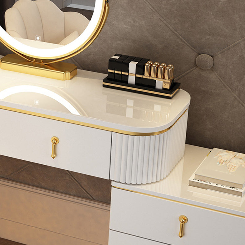 Contador de maquillaje de madera Mirador de tocador de espejo ajustable con cajón