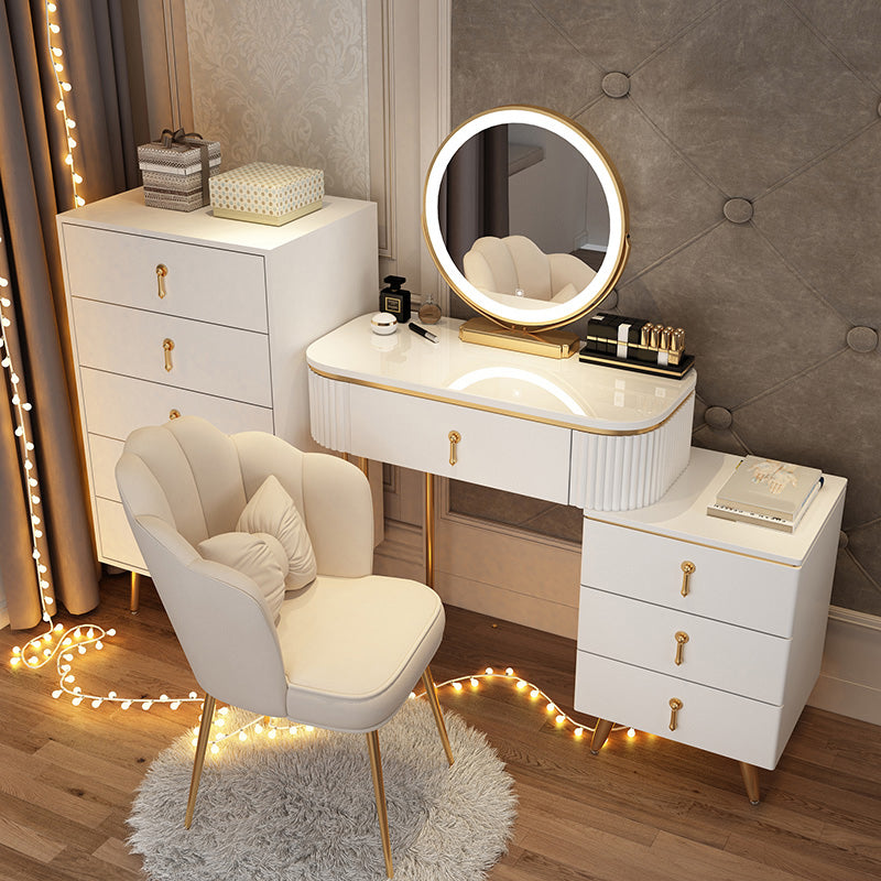 Contador de maquillaje de madera Mirador de tocador de espejo ajustable con cajón