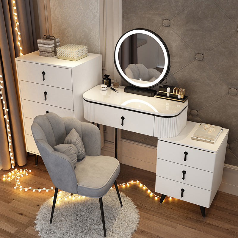 Contador de maquillaje de madera Mirador de tocador de espejo ajustable con cajón