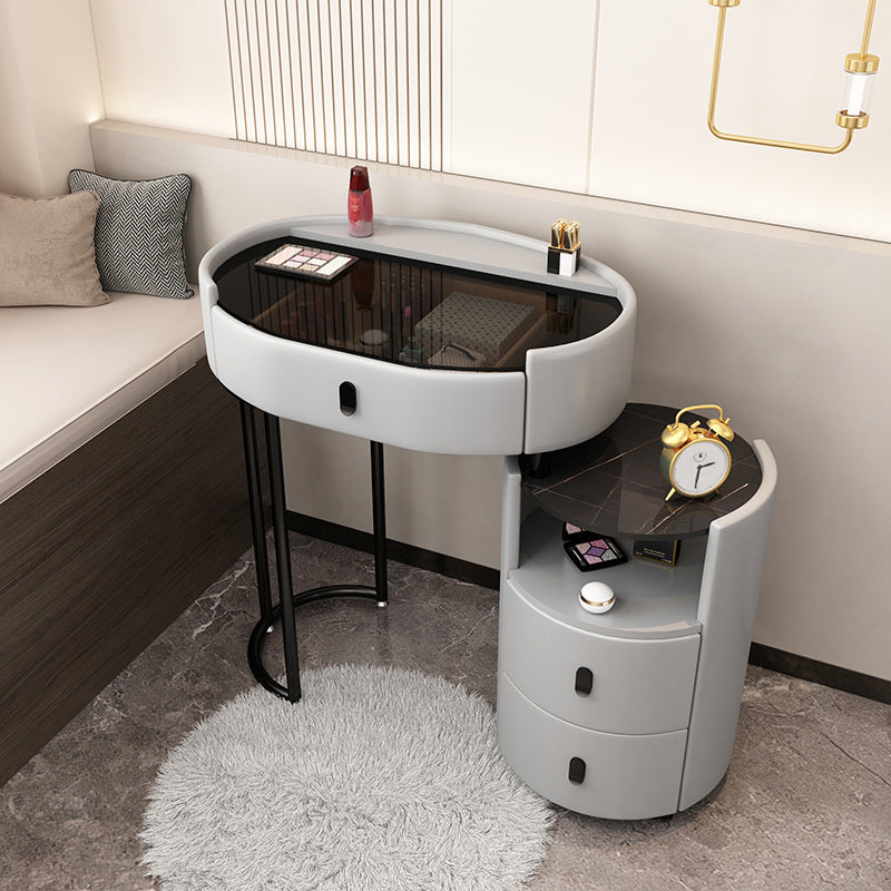 Mirrored Glass Makeup Counter Adjustable Mirror Vanity Dressing Table with Drawer