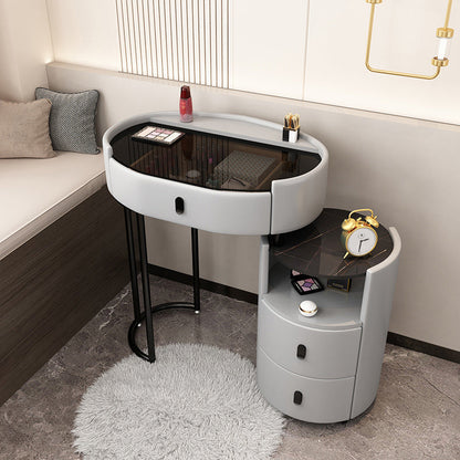 Mirrored Glass Makeup Counter Adjustable Mirror Vanity Dressing Table with Drawer