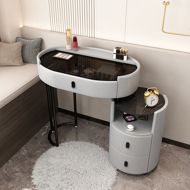 Mirrored Glass Makeup Counter Adjustable Mirror Vanity Dressing Table with Drawer