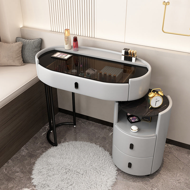 Mirrored Glass Makeup Counter Adjustable Mirror Vanity Dressing Table with Drawer