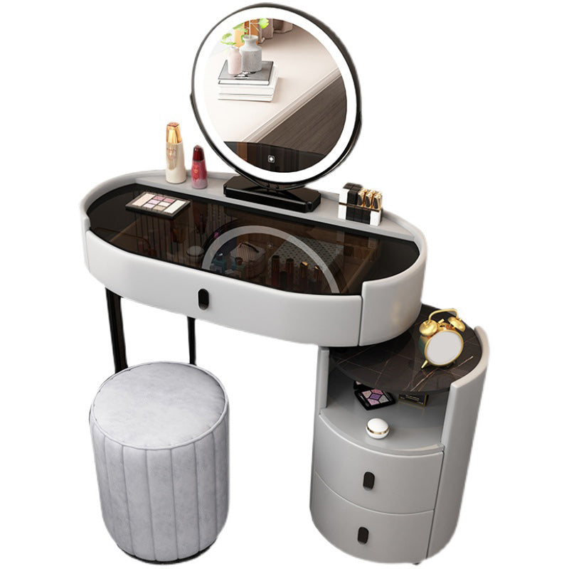 Mirrored Glass Makeup Counter Adjustable Mirror Vanity Dressing Table with Drawer