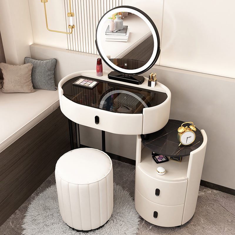 Mirrored Glass Makeup Counter Adjustable Mirror Vanity Dressing Table with Drawer