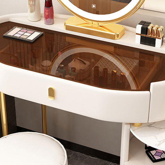 Mirrored Glass Makeup Counter Adjustable Mirror Vanity Dressing Table with Drawer