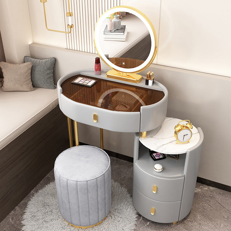 Mirrored Glass Makeup Counter Adjustable Mirror Vanity Dressing Table with Drawer