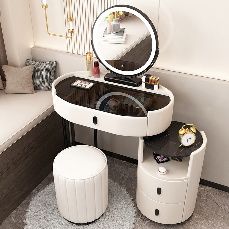Mirrored Glass Makeup Counter Adjustable Mirror Vanity Dressing Table with Drawer