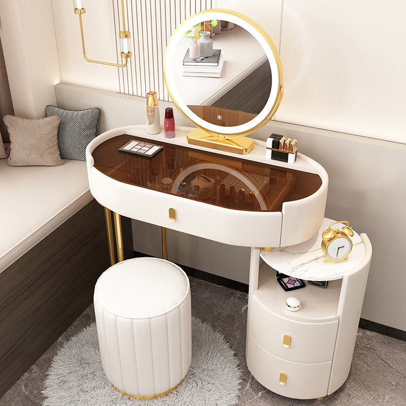 Mirrored Glass Makeup Counter Adjustable Mirror Vanity Dressing Table with Drawer
