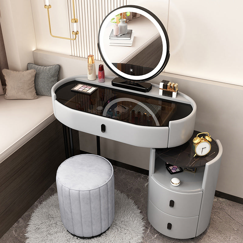 Mirrored Glass Makeup Counter Adjustable Mirror Vanity Dressing Table with Drawer
