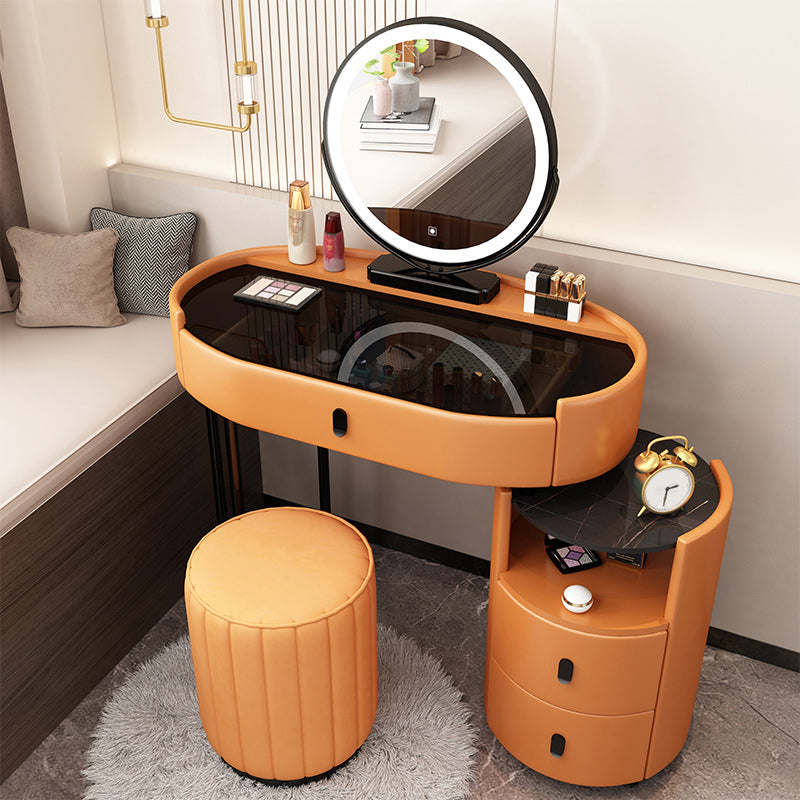 Mirrored Glass Makeup Counter Adjustable Mirror Vanity Dressing Table with Drawer