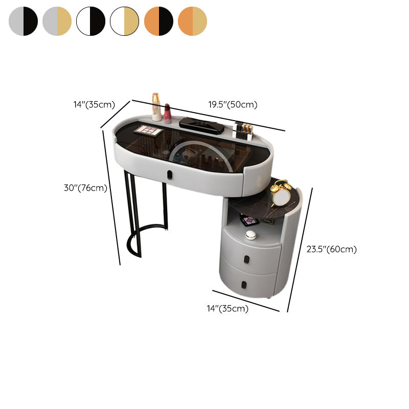 Mirrored Glass Makeup Counter Adjustable Mirror Vanity Dressing Table with Drawer