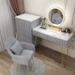 Slate Vanity Desk Removable Vanity Makeup Vanity Set for Bedroom Makeup Vanity & Mirror & 5 Dressers & Vanity Stool 39"L x 16"W x 31"H Grey Clearhalo 'Bedroom Furniture' 'furn' 'furn_makeup_vanities' 'Furniture' 'Makeup Vanities' 'makeup_vanities' 7617748