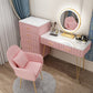 Slate Vanity Desk Removable Vanity Makeup Vanity Set for Bedroom Makeup Vanity & Mirror & 5 Dressers & Vanity Stool 39"L x 16"W x 31"H Pink Clearhalo 'Bedroom Furniture' 'furn' 'furn_makeup_vanities' 'Furniture' 'Makeup Vanities' 'makeup_vanities' 7617750