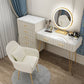 Slate Vanity Desk Removable Vanity Makeup Vanity Set for Bedroom Makeup Vanity & Mirror & 5 Dressers & Vanity Stool 39"L x 16"W x 31"H Off-White Clearhalo 'Bedroom Furniture' 'furn' 'furn_makeup_vanities' 'Furniture' 'Makeup Vanities' 'makeup_vanities' 7617753