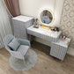 Slate Vanity Desk Removable Vanity Makeup Vanity Set for Bedroom Vanity&Mirror&Sideboard&Vanity Stool&5 Dressers 39"L x 16"W x 31"H Grey Clearhalo 'Bedroom Furniture' 'furn' 'furn_makeup_vanities' 'Furniture' 'Makeup Vanities' 'makeup_vanities' 7617769