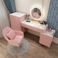 Slate Vanity Desk Removable Vanity Makeup Vanity Set for Bedroom Vanity&Mirror&Sideboard&Vanity Stool&5 Dressers 39"L x 16"W x 31"H Pink Clearhalo 'Bedroom Furniture' 'furn' 'furn_makeup_vanities' 'Furniture' 'Makeup Vanities' 'makeup_vanities' 7617770