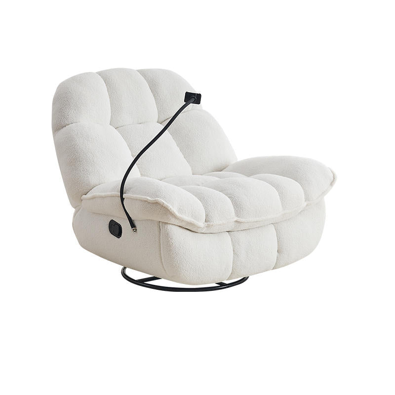 Modern Metal Frame Standard Recliner Solid Color Recliner Chair with Footrest Beige Clearhalo 'Chairs & Seating' 'furn' 'furn_recliners' 'Furniture' 'Living Room Furniture' 'Recliners' 7617814