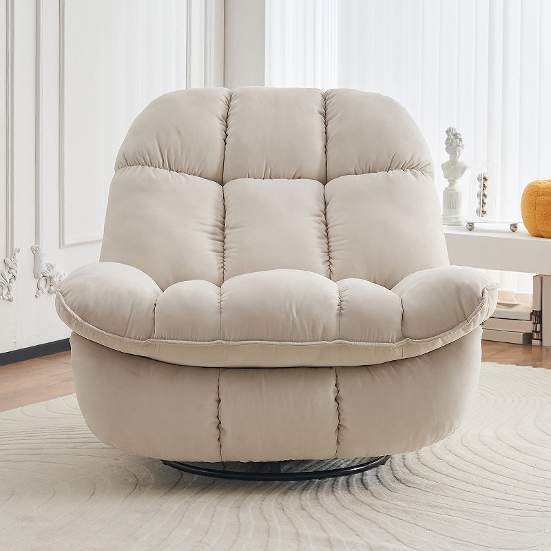 Modern Metal Frame Standard Recliner Solid Color Recliner Chair with Footrest Cream Clearhalo 'Chairs & Seating' 'furn' 'furn_recliners' 'Furniture' 'Living Room Furniture' 'Recliners' 7617815