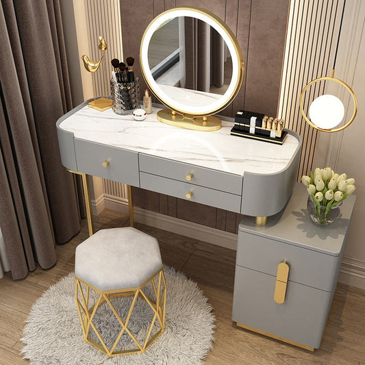 Glam Glass Vanity Dressing Table Bedroom Mirror Makeup Vanity Desk with Drawer