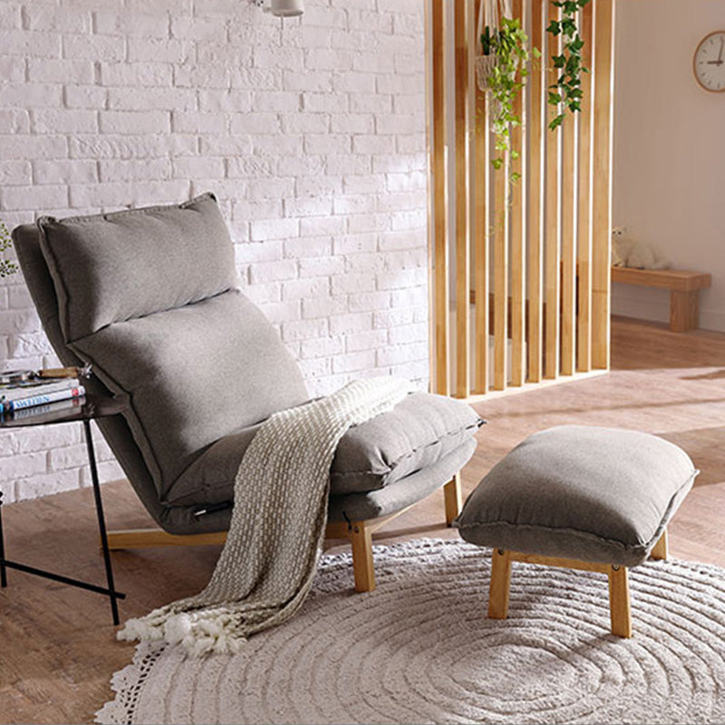 Linen Standard Recliner Solid Wood Recliner Chair for Living Room Deck Chair with Ottoman Gray Clearhalo 'Chairs & Seating' 'furn' 'furn_recliners' 'Furniture' 'Living Room Furniture' 'Recliners' 7618149