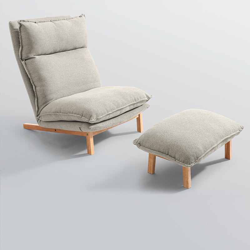 Linen Standard Recliner Solid Wood Recliner Chair for Living Room Deck Chair with Ottoman Griege Clearhalo 'Chairs & Seating' 'furn' 'furn_recliners' 'Furniture' 'Living Room Furniture' 'Recliners' 7618150