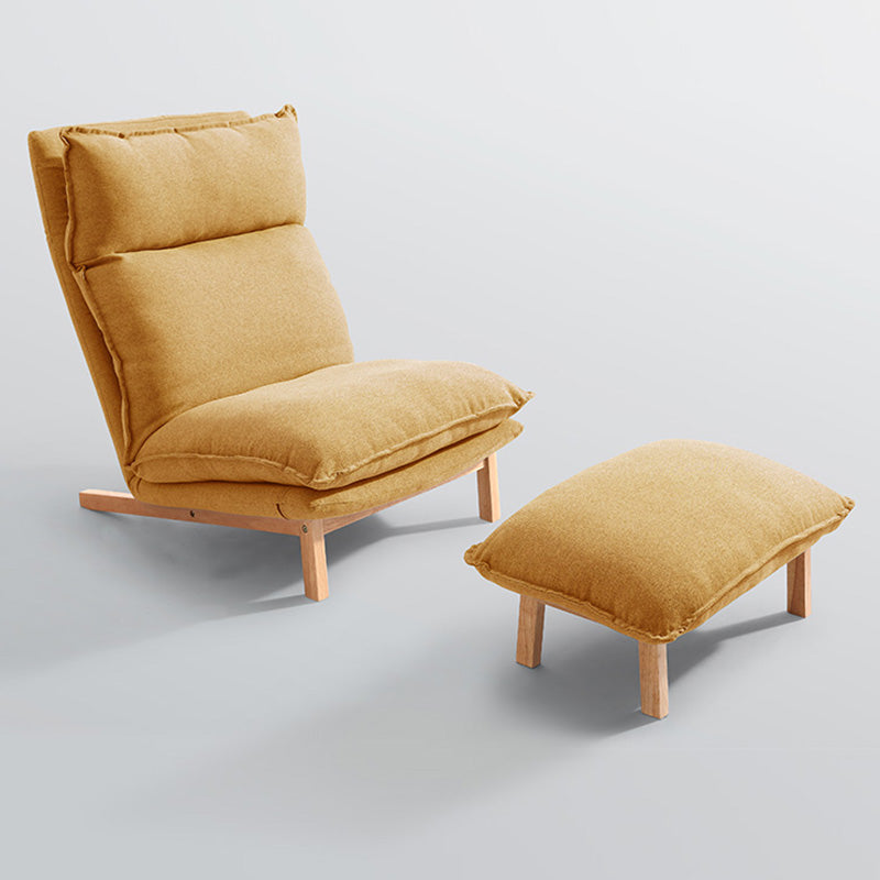 Linen Standard Recliner Solid Wood Recliner Chair for Living Room Deck Chair with Ottoman Yellow Clearhalo 'Chairs & Seating' 'furn' 'furn_recliners' 'Furniture' 'Living Room Furniture' 'Recliners' 7618152