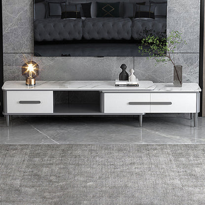 Contemporary Media Console Stone TV Media Console for Living Room 55"L x 14"W x 18"H Black Clearhalo 'furn' 'furn_tv_stands_entertainment_centers' 'Furniture' 'Living Room Furniture' 'TV Stands & Entertainment Centers' 'TV Stands & Media Storage Furniture' 'tv_stands_entertainment_centers' 7618161