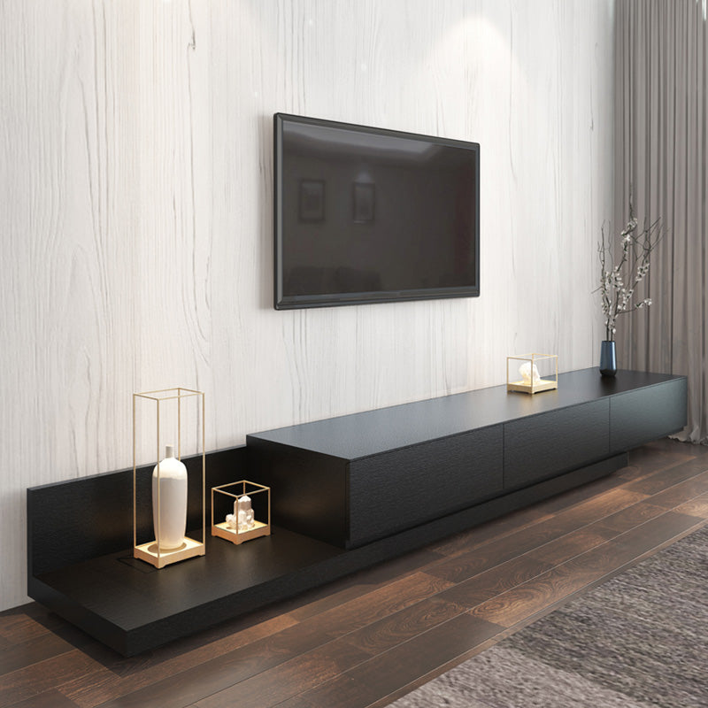 Wooden TV Stand Console Scandinavian Media Console with 3 Drawers 59"L x 16.5"W x 11"H Black Right Angle Clearhalo 'furn' 'furn_tv_stands_entertainment_centers' 'Furniture' 'Living Room Furniture' 'TV Stands & Entertainment Centers' 'TV Stands & Media Storage Furniture' 'tv_stands_entertainment_centers' 7618191