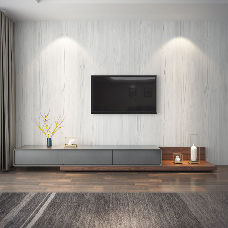 Wooden TV Stand Console Scandinavian Media Console with 3 Drawers 79"L x 16.5"W x 11"H Walnut + Gray Fillet Clearhalo 'furn' 'furn_tv_stands_entertainment_centers' 'Furniture' 'Living Room Furniture' 'TV Stands & Entertainment Centers' 'TV Stands & Media Storage Furniture' 'tv_stands_entertainment_centers' 7618207