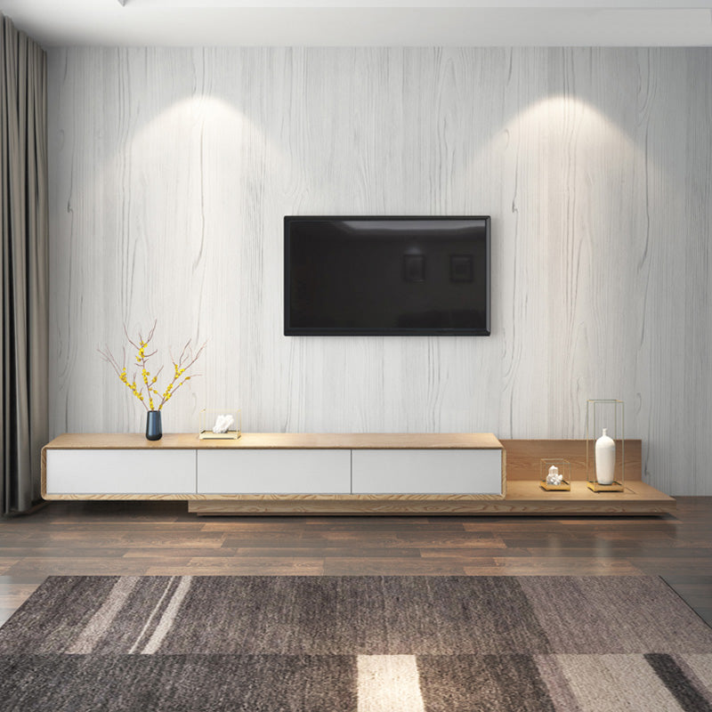 Wooden TV Stand Console Scandinavian Media Console with 3 Drawers 79"L x 16.5"W x 11"H White-Wood Fillet Clearhalo 'furn' 'furn_tv_stands_entertainment_centers' 'Furniture' 'Living Room Furniture' 'TV Stands & Entertainment Centers' 'TV Stands & Media Storage Furniture' 'tv_stands_entertainment_centers' 7618211