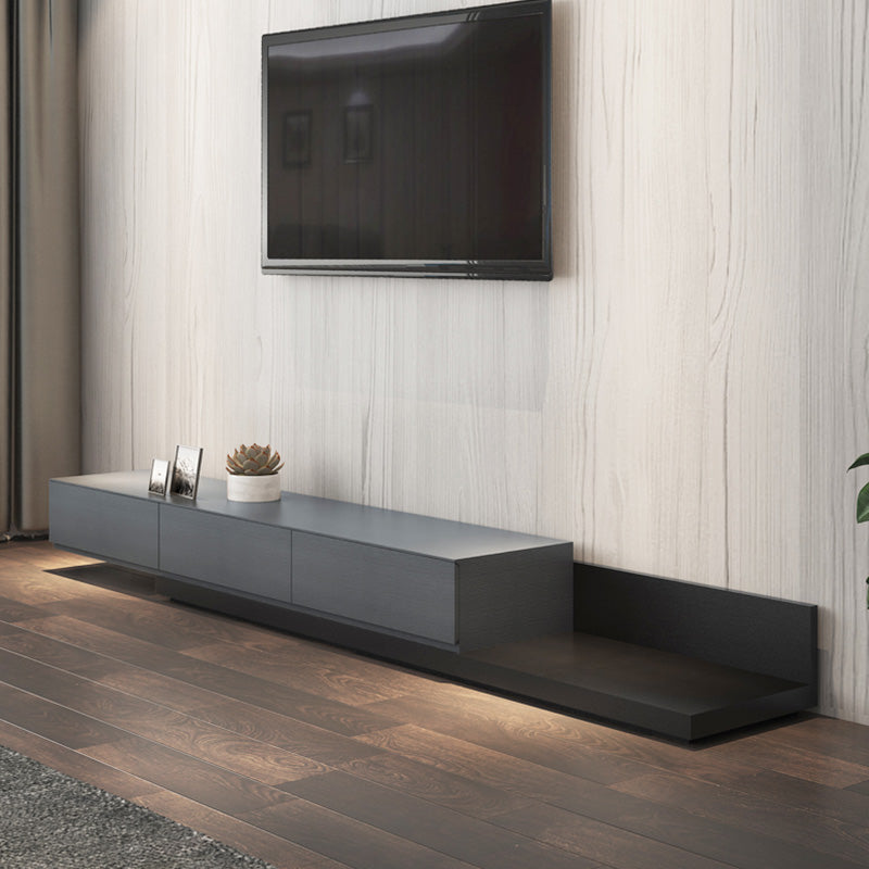 Wooden TV Stand Console Scandinavian Media Console with 3 Drawers 79"L x 16.5"W x 11"H Black Gray Right Angle Clearhalo 'furn' 'furn_tv_stands_entertainment_centers' 'Furniture' 'Living Room Furniture' 'TV Stands & Entertainment Centers' 'TV Stands & Media Storage Furniture' 'tv_stands_entertainment_centers' 7618217