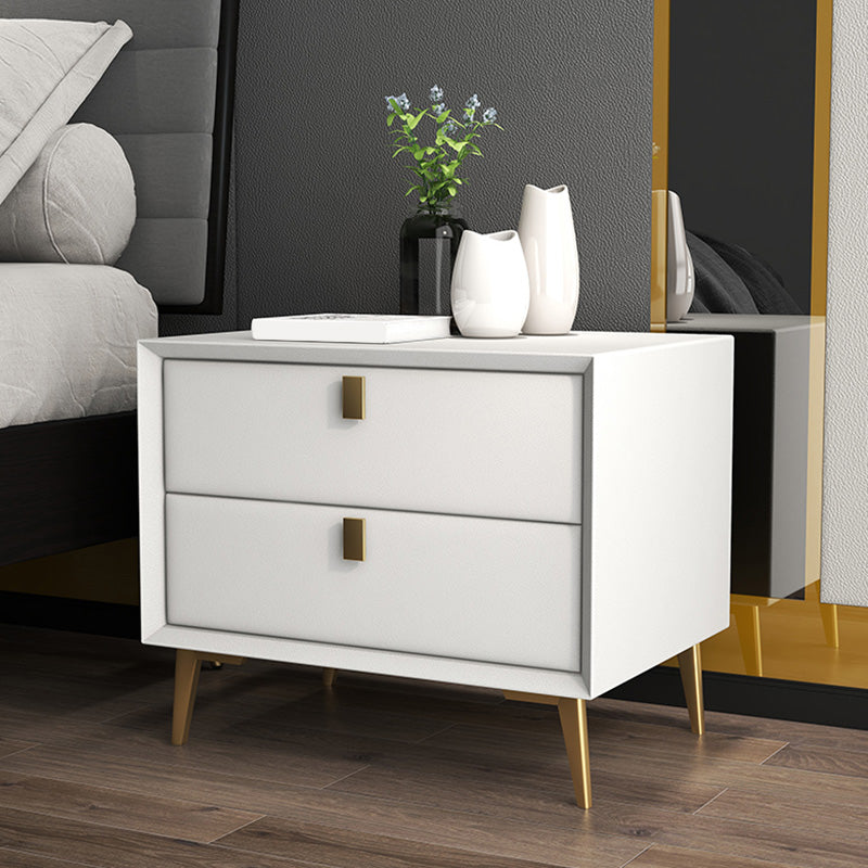 Mesa de acento de cuero Nightsand Modern Bedside Gabinet con cajones