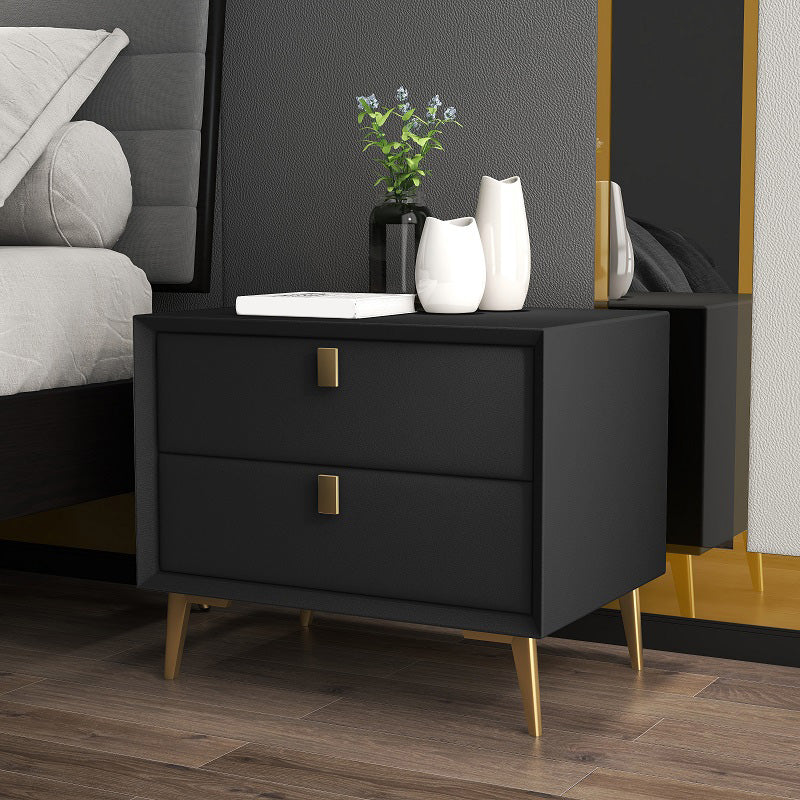 Mesa de acento de cuero Nightsand Modern Bedside Gabinet con cajones