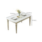 Glam Rectangle Dining Table White Faux Marble Tabletop for Home Clearhalo 'Dining Tables & Seating' 'Dining Tables' 'dining_table' 'furn' 'furn_dining_table' 'Furniture' 'Kitchen & Dining Furniture' 7618410