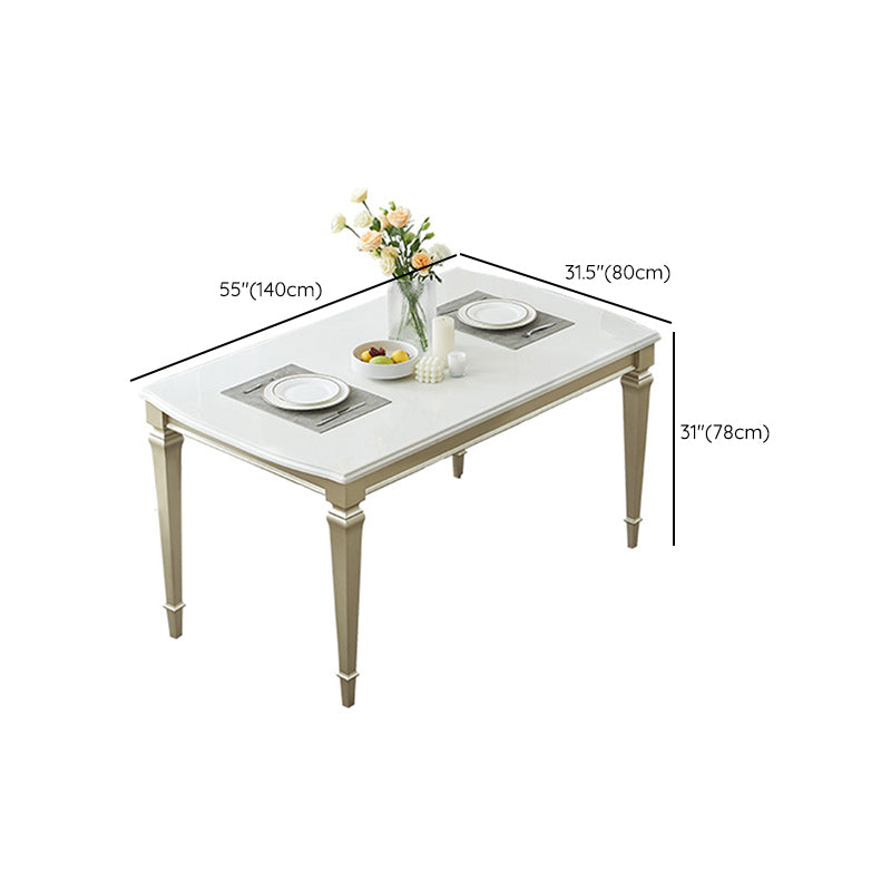 Glam Rectangle Dining Table White Faux Marble Tabletop for Home Clearhalo 'Dining Tables & Seating' 'Dining Tables' 'dining_table' 'furn' 'furn_dining_table' 'Furniture' 'Kitchen & Dining Furniture' 7618410